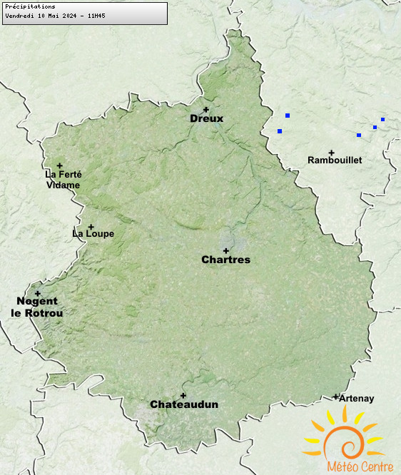 Carte des précipitations pour l'Eure-et-Loir (28) - Région Centre - Val de Loire