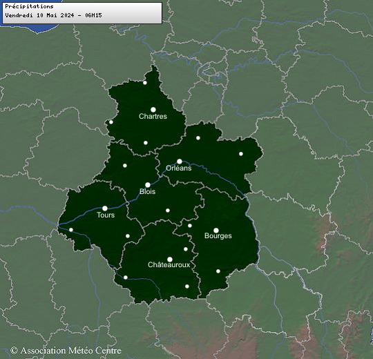Carte des impacts de foudre des les régions Centre - Val de Loire et Centrales