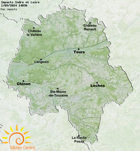 Carte des impacts de foudre dans l'Indre-et-Loire (37)
