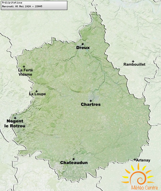 Carte des précipitations pour l'Eure-et-Loir (28) - Région Centre - Val de Loire