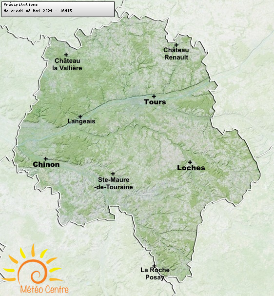 Carte des précipitations pour l'Indre-et-Loire (37) - Région Centre - Val de Loire