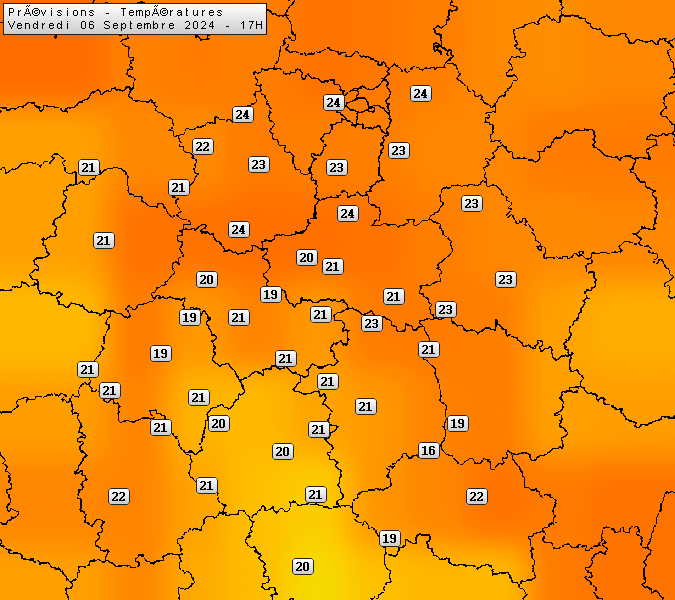 Prévisions météo régions Centre Val de Loire et Centrales