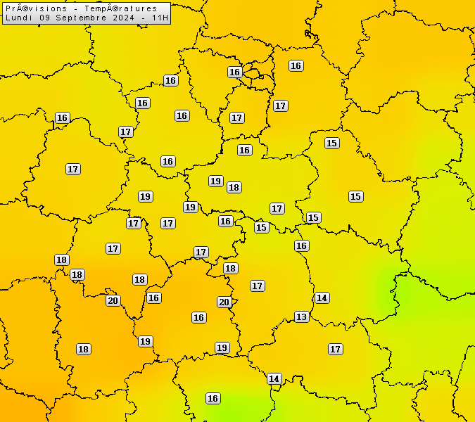 Prévisions météo régions Centre Val de Loire et Centrales