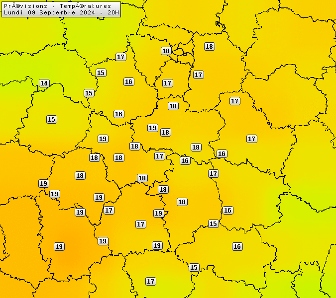 Prévisions météo régions Centre Val de Loire et Centrales