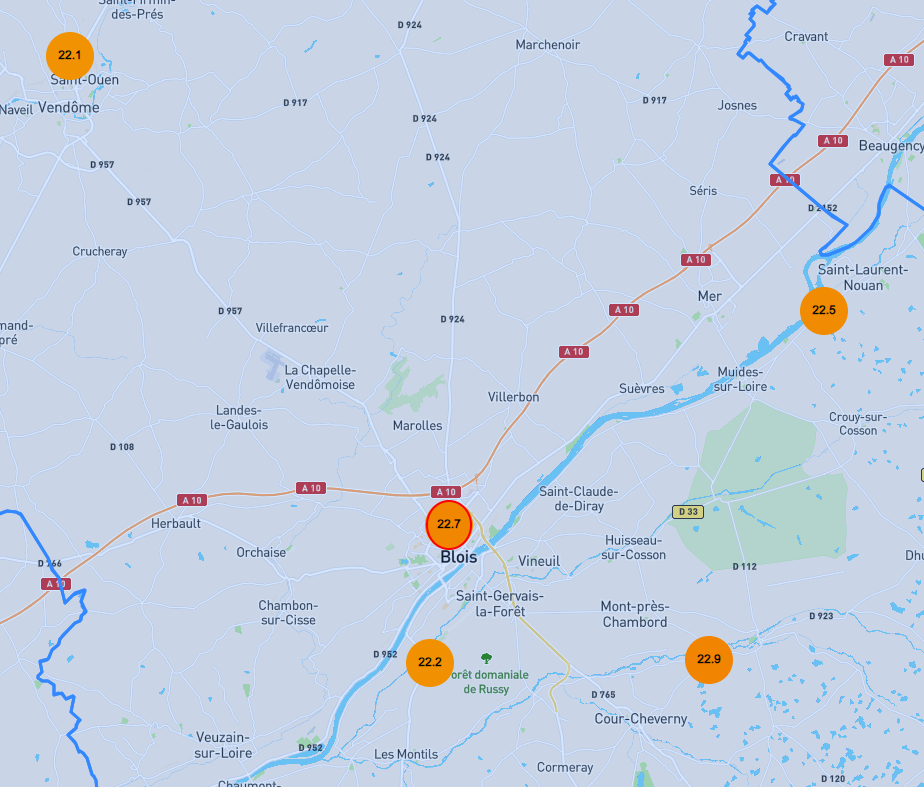 Localisation de la station Météo Centre - Val de Loire de Blois (41)